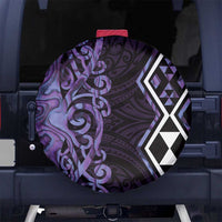 Purple Aotearoa Spare Tire Cover Taniko Motifs With Paua Shell Kowhaiwhai LT14 - Polynesian Pride