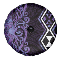 Purple Aotearoa Spare Tire Cover Taniko Motifs With Paua Shell Kowhaiwhai LT14 - Polynesian Pride