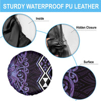Purple Aotearoa Spare Tire Cover Taniko Motifs With Paua Shell Kowhaiwhai LT14 - Polynesian Pride