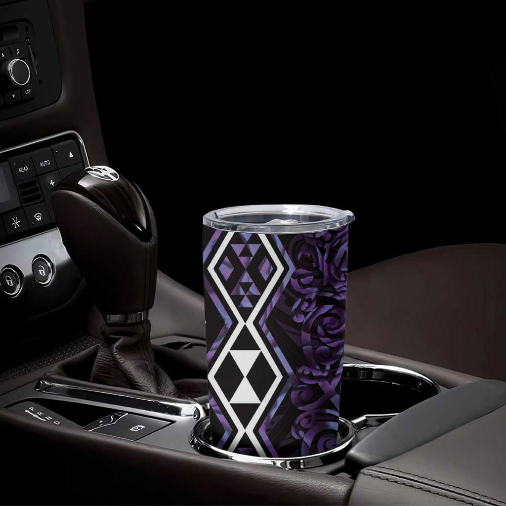 Purple Aotearoa Tumbler Cup Taniko Motifs With Paua Shell Kowhaiwhai LT14 - Polynesian Pride
