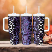 Purple Aotearoa Tumbler With Handle Taniko Motifs With Paua Shell Kowhaiwhai LT14 - Polynesian Pride