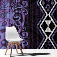 Purple Aotearoa Window Curtain Taniko Motifs With Paua Shell Kowhaiwhai LT14 - Polynesian Pride