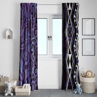 Purple Aotearoa Window Curtain Taniko Motifs With Paua Shell Kowhaiwhai LT14 - Polynesian Pride