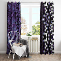 Purple Aotearoa Window Curtain Taniko Motifs With Paua Shell Kowhaiwhai LT14 - Polynesian Pride