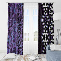 Purple Aotearoa Window Curtain Taniko Motifs With Paua Shell Kowhaiwhai LT14 - Polynesian Pride