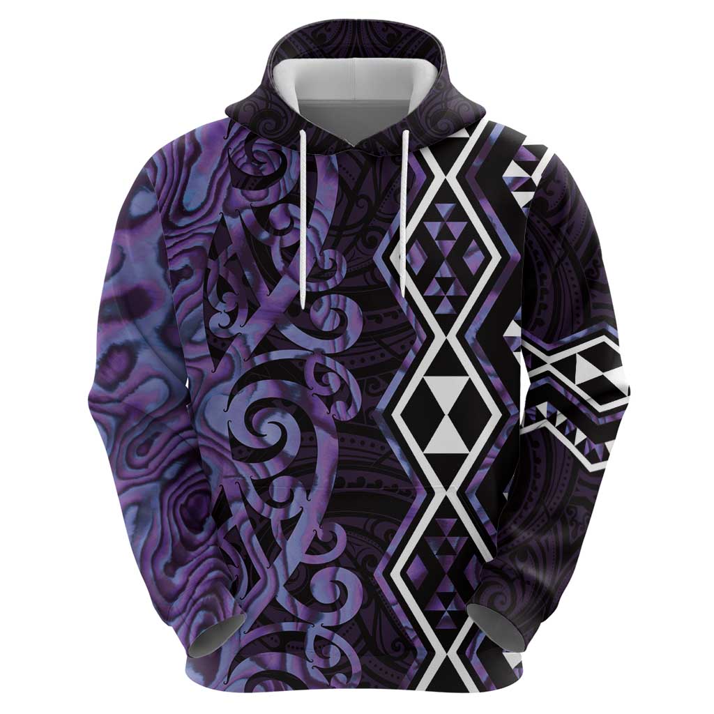 Purple Aotearoa Zip Hoodie Taniko Motifs With Paua Shell Kowhaiwhai