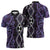 Purple Aotearoa Zipper Polo Shirt Taniko Motifs With Paua Shell Kowhaiwhai - Polynesian Pride