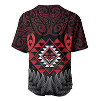 Aotearoa Kiwi Taniko Baseball Jersey Silver Fern With Maori Koru Pattern