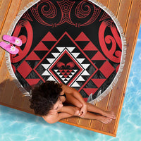 Aotearoa Kiwi Taniko Beach Blanket Silver Fern With Maori Koru Pattern LT14 - Polynesian Pride
