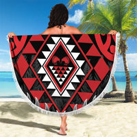 Aotearoa Kiwi Taniko Beach Blanket Silver Fern With Maori Koru Pattern LT14 - Polynesian Pride