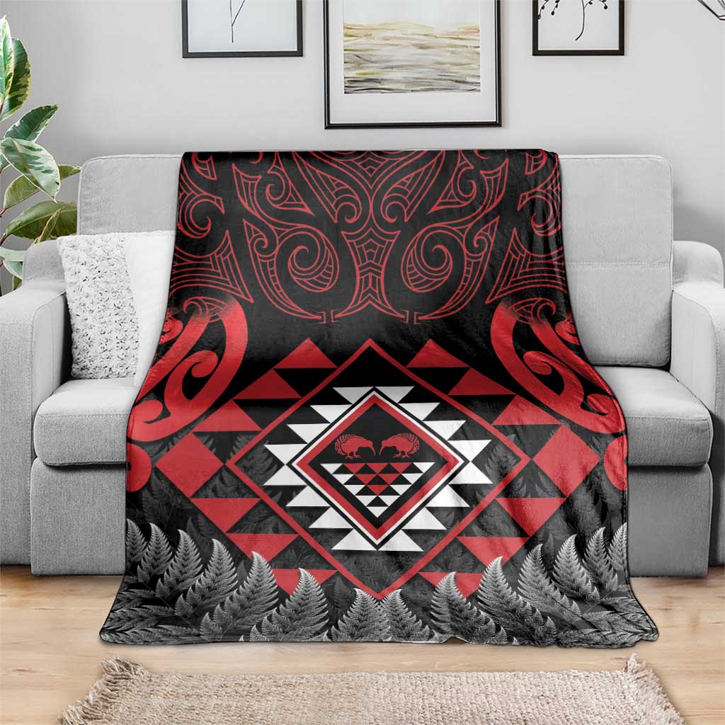 Aotearoa Kiwi Taniko Blanket Silver Fern With Maori Koru Pattern LT14 - Polynesian Pride