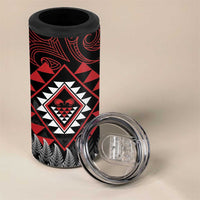 Aotearoa Kiwi Taniko 4 in 1 Can Cooler Tumbler Silver Fern With Maori Koru Pattern LT14 - Polynesian Pride
