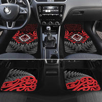 Aotearoa Kiwi Taniko Car Mats Silver Fern With Maori Koru Pattern LT14 Set 4pcs Red - Polynesian Pride