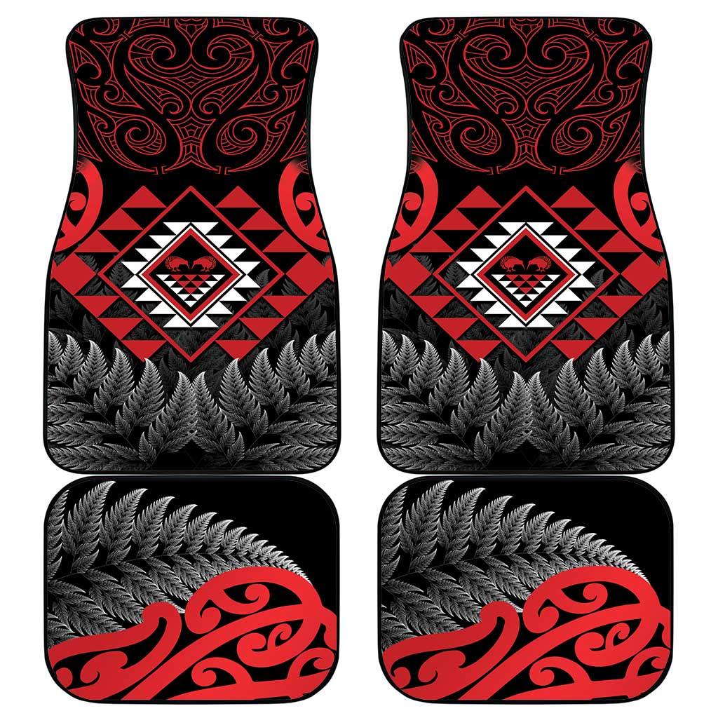 Aotearoa Kiwi Taniko Car Mats Silver Fern With Maori Koru Pattern LT14 - Polynesian Pride