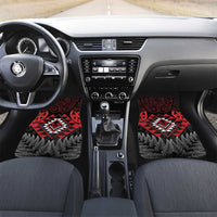 Aotearoa Kiwi Taniko Car Mats Silver Fern With Maori Koru Pattern LT14 Set 2pcs - Front Red - Polynesian Pride