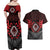 Aotearoa Kiwi Taniko Couples Matching Off Shoulder Maxi Dress and Hawaiian Shirt Silver Fern With Maori Koru Pattern