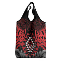 Aotearoa Kiwi Taniko Grocery Bag Silver Fern With Maori Koru Pattern LT14 - Polynesian Pride