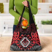 Aotearoa Kiwi Taniko Grocery Bag Silver Fern With Maori Koru Pattern LT14 - Polynesian Pride