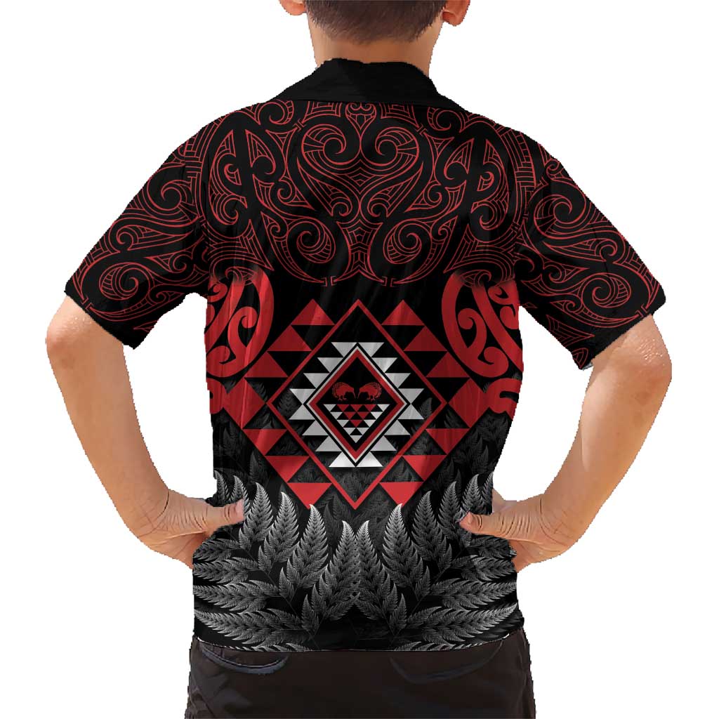 Aotearoa Kiwi Taniko Hawaiian Shirt Silver Fern With Maori Koru Pattern