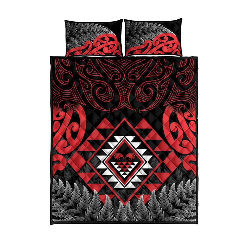 Aotearoa Kiwi Taniko Quilt Bed Set Silver Fern With Maori Koru Pattern LT14 - Polynesian Pride