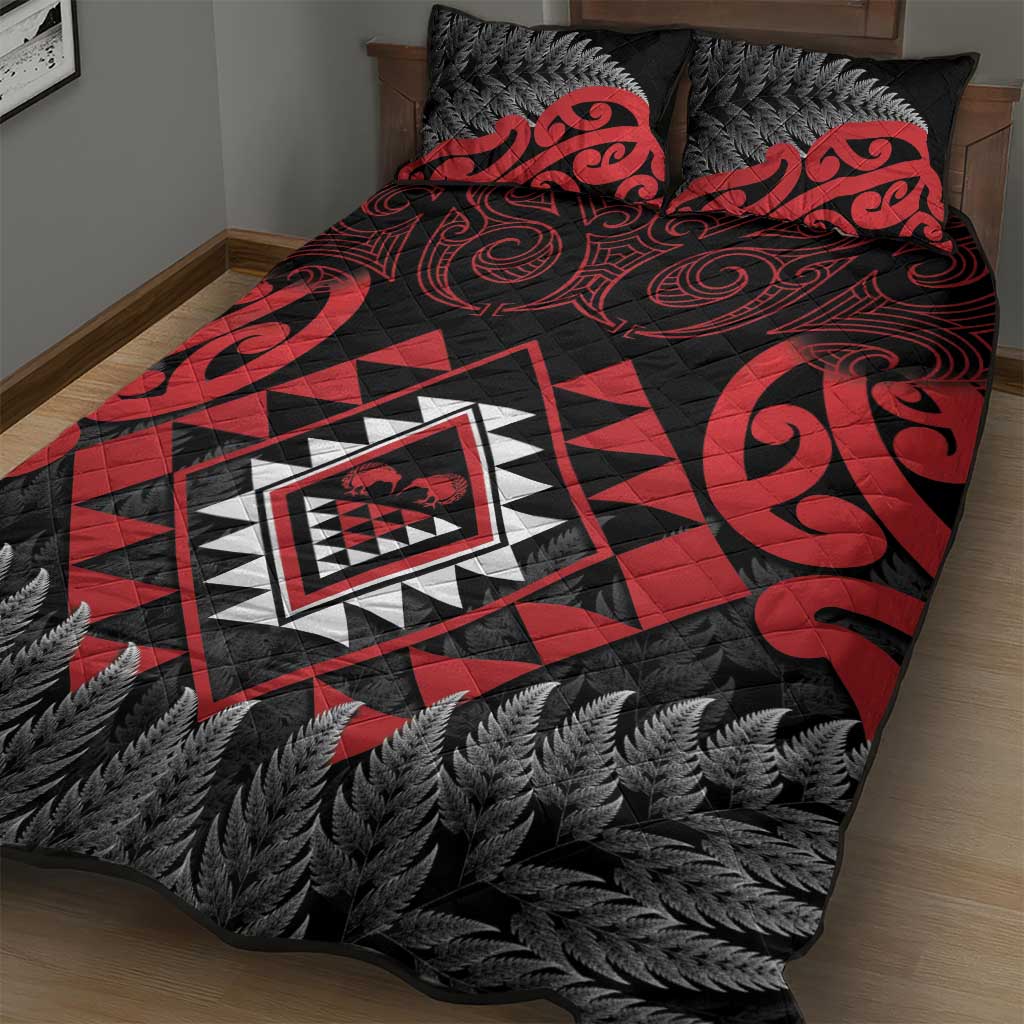 Aotearoa Kiwi Taniko Quilt Bed Set Silver Fern With Maori Koru Pattern LT14 - Polynesian Pride