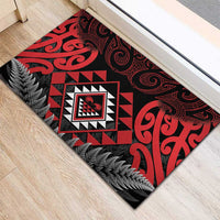 Aotearoa Kiwi Taniko Rubber Doormat Silver Fern With Maori Koru Pattern LT14 - Polynesian Pride