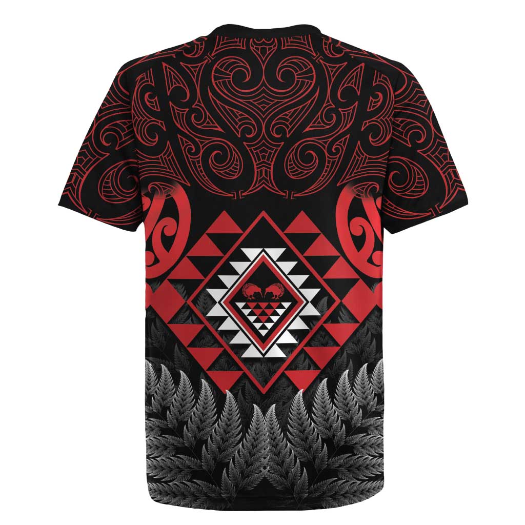 Aotearoa Kiwi Taniko Rugby Jersey Silver Fern With Maori Koru Pattern LT14 - Polynesian Pride