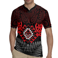 Aotearoa Kiwi Taniko Rugby Jersey Silver Fern With Maori Koru Pattern LT14 - Polynesian Pride