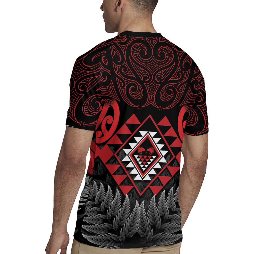 Aotearoa Kiwi Taniko Rugby Jersey Silver Fern With Maori Koru Pattern LT14 - Polynesian Pride