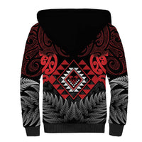 Aotearoa Kiwi Taniko Sherpa Hoodie Silver Fern With Maori Koru Pattern LT14 - Polynesian Pride