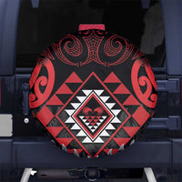 Aotearoa Kiwi Taniko Spare Tire Cover Silver Fern With Maori Koru Pattern LT14 - Polynesian Pride