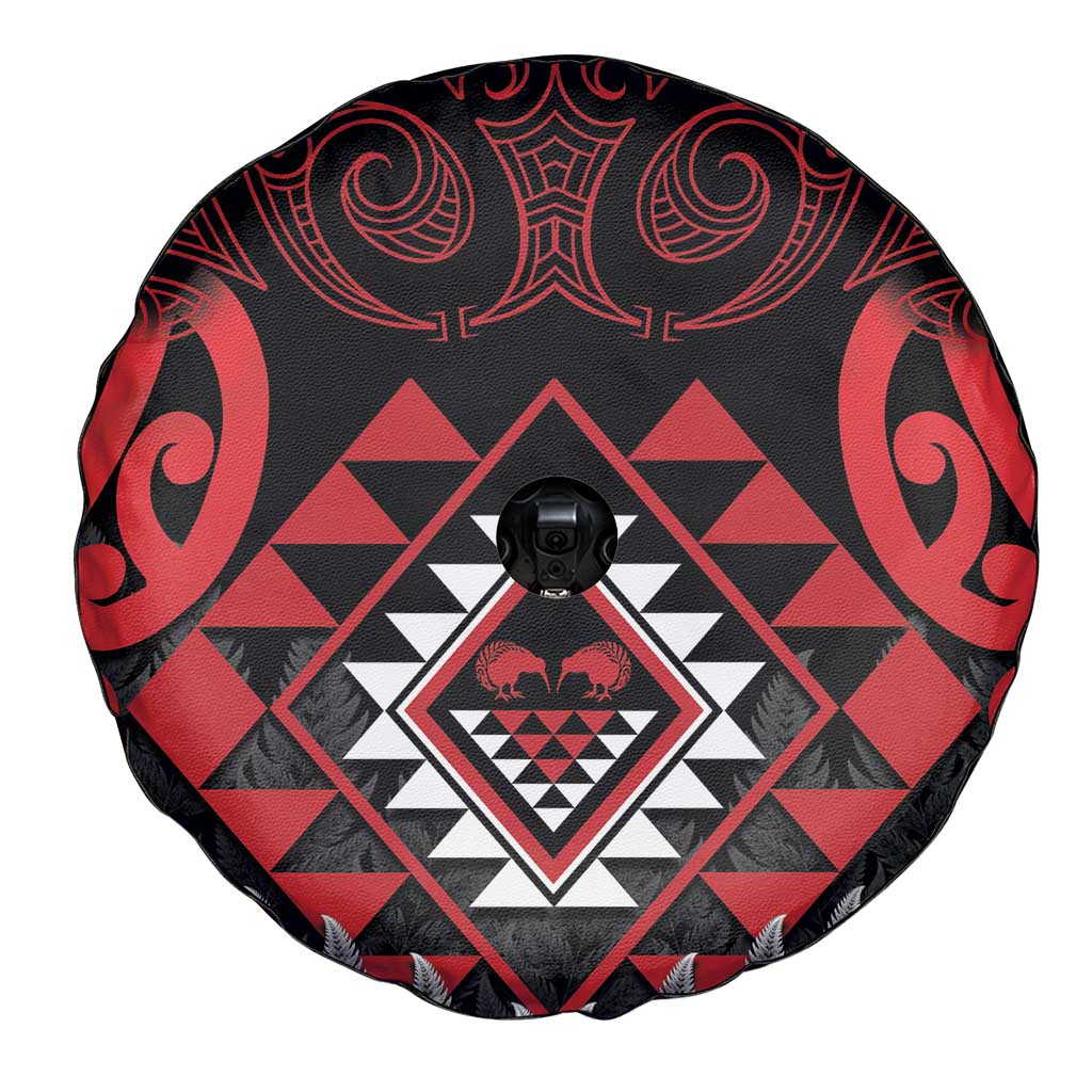 Aotearoa Kiwi Taniko Spare Tire Cover Silver Fern With Maori Koru Pattern LT14 - Polynesian Pride