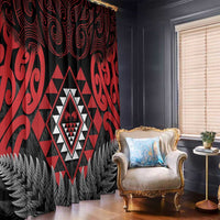 Aotearoa Kiwi Taniko Window Curtain Silver Fern With Maori Koru Pattern LT14 - Polynesian Pride
