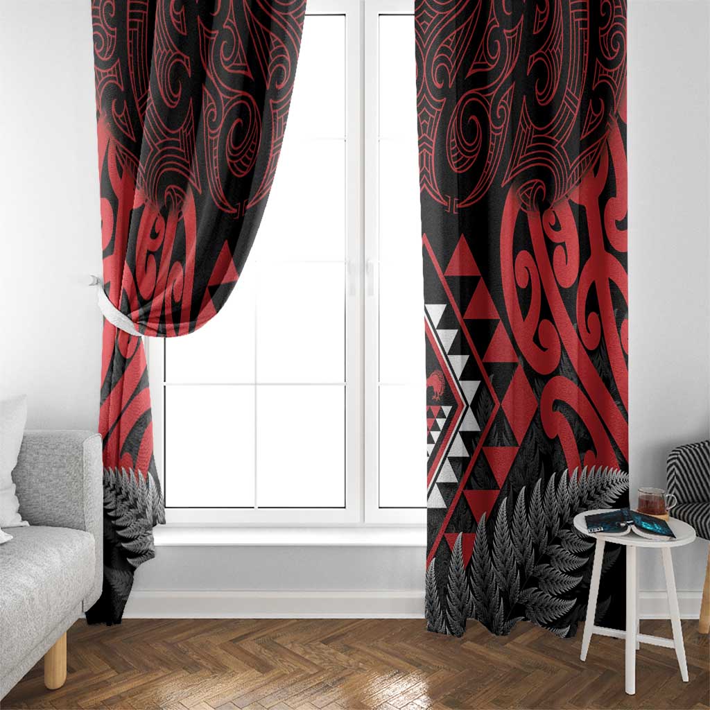 Aotearoa Kiwi Taniko Window Curtain Silver Fern With Maori Koru Pattern LT14 - Polynesian Pride