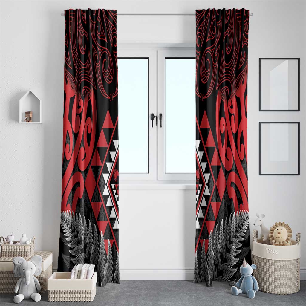 Aotearoa Kiwi Taniko Window Curtain Silver Fern With Maori Koru Pattern LT14 - Polynesian Pride