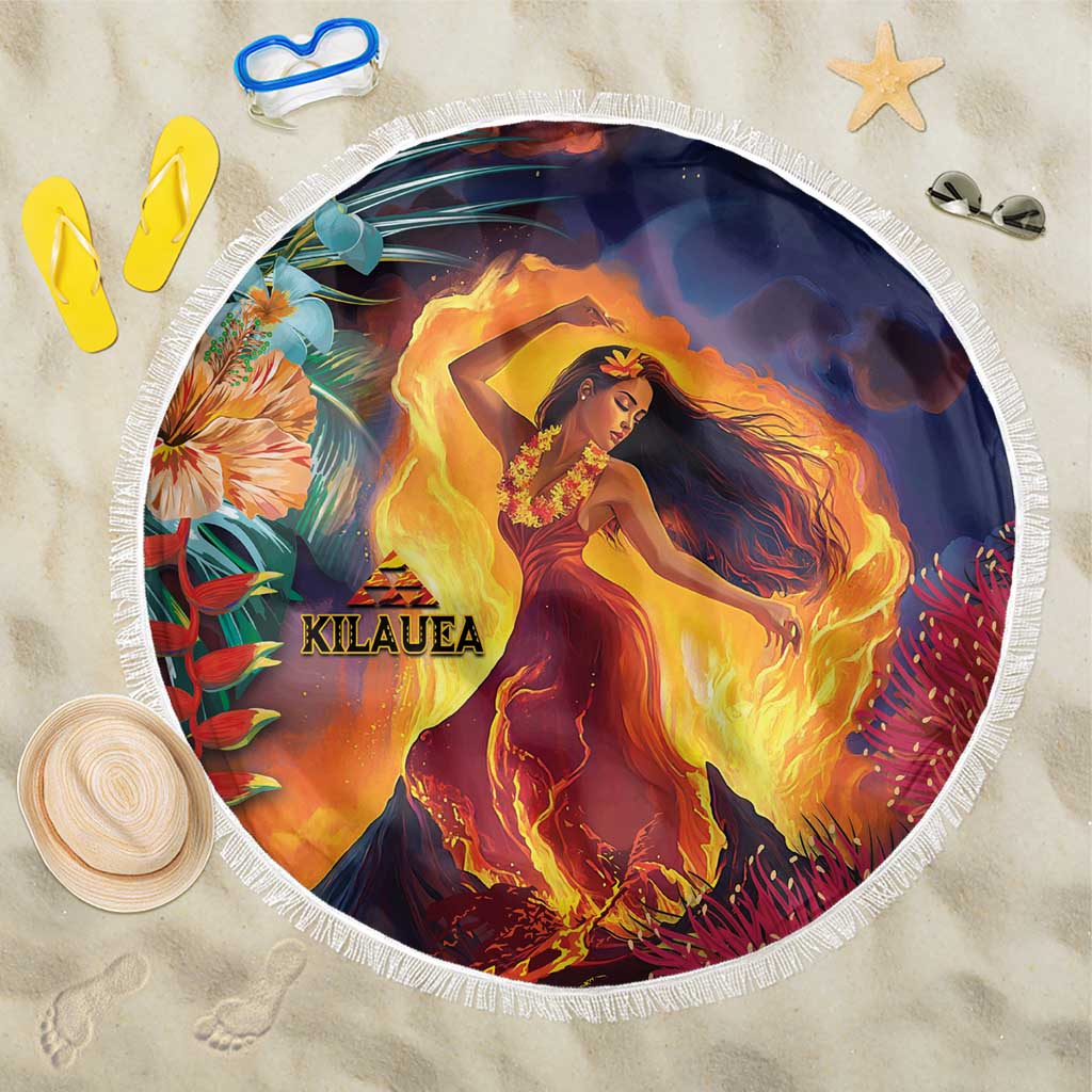 Hawaii Kilauea Big Islands Beach Blanket Pele Goddess With Tropical Flowers LT14 One Size 150cm Art - Polynesian Pride