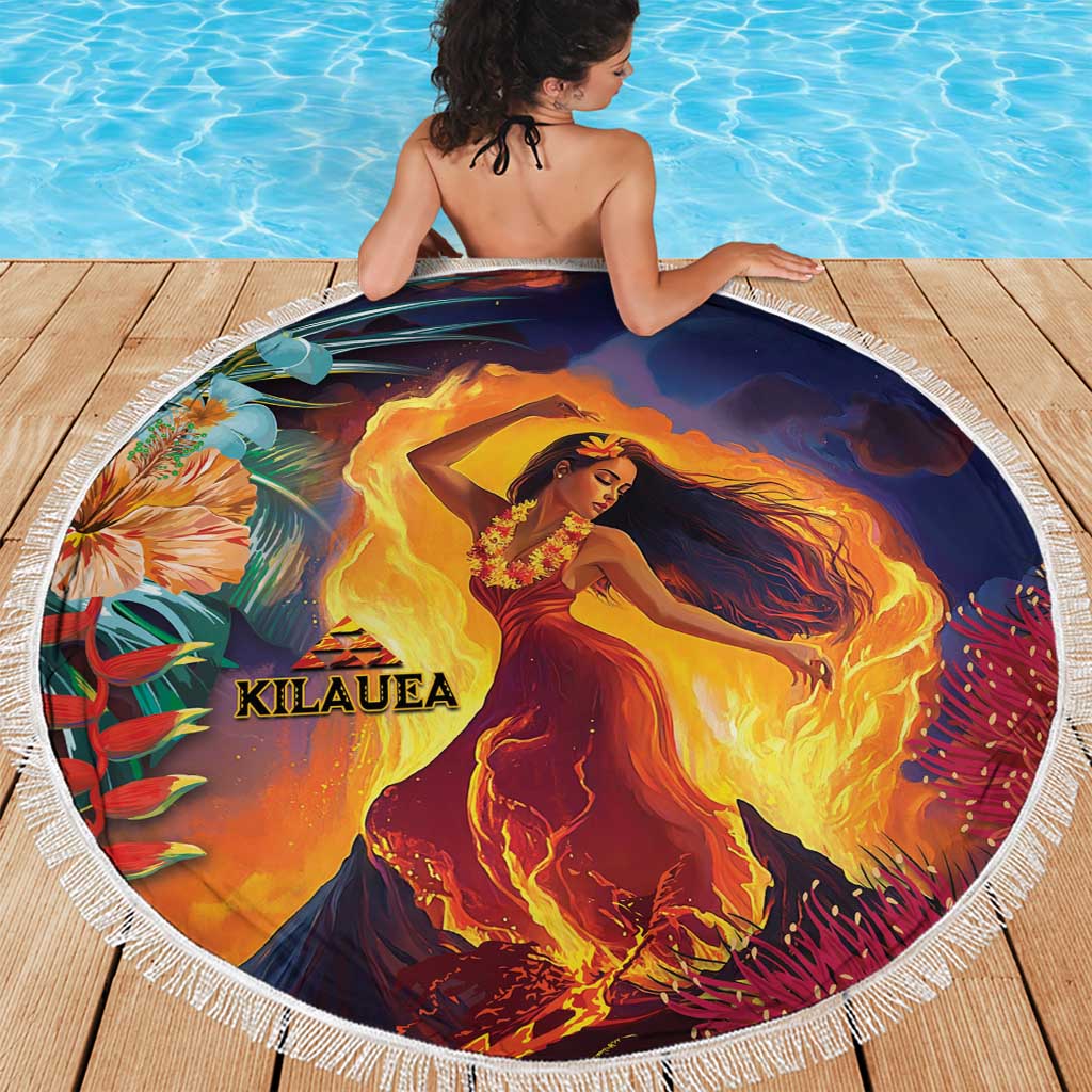 Hawaii Kilauea Big Islands Beach Blanket Pele Goddess With Tropical Flowers LT14 - Polynesian Pride