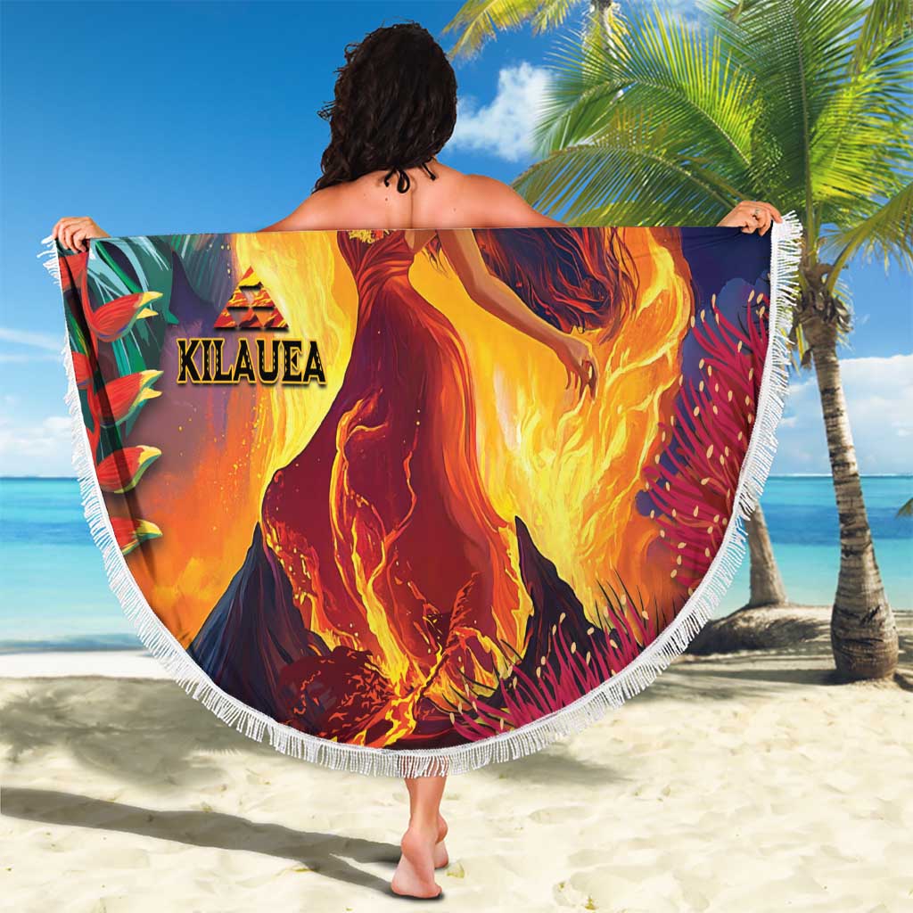 Hawaii Kilauea Big Islands Beach Blanket Pele Goddess With Tropical Flowers LT14 - Polynesian Pride