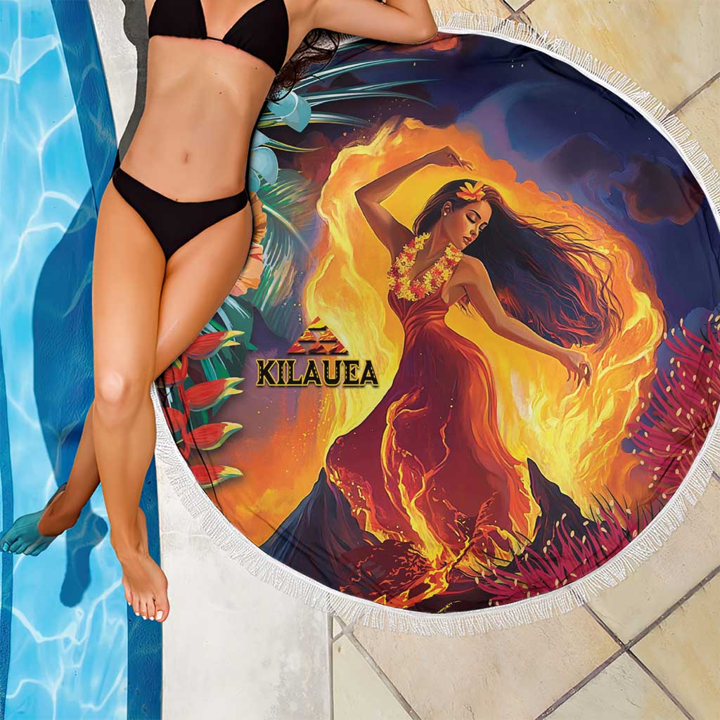 Hawaii Kilauea Big Islands Beach Blanket Pele Goddess With Tropical Flowers LT14 - Polynesian Pride