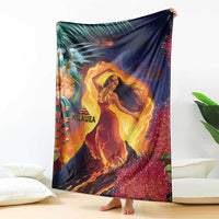 Hawaii Kilauea Big Islands Blanket Pele Goddess With Tropical Flowers LT14 - Polynesian Pride