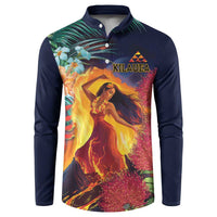 Hawaii Kilauea Big Islands Button Sweatshirt Pele Goddess With Tropical Flowers LT14 Art - Polynesian Pride