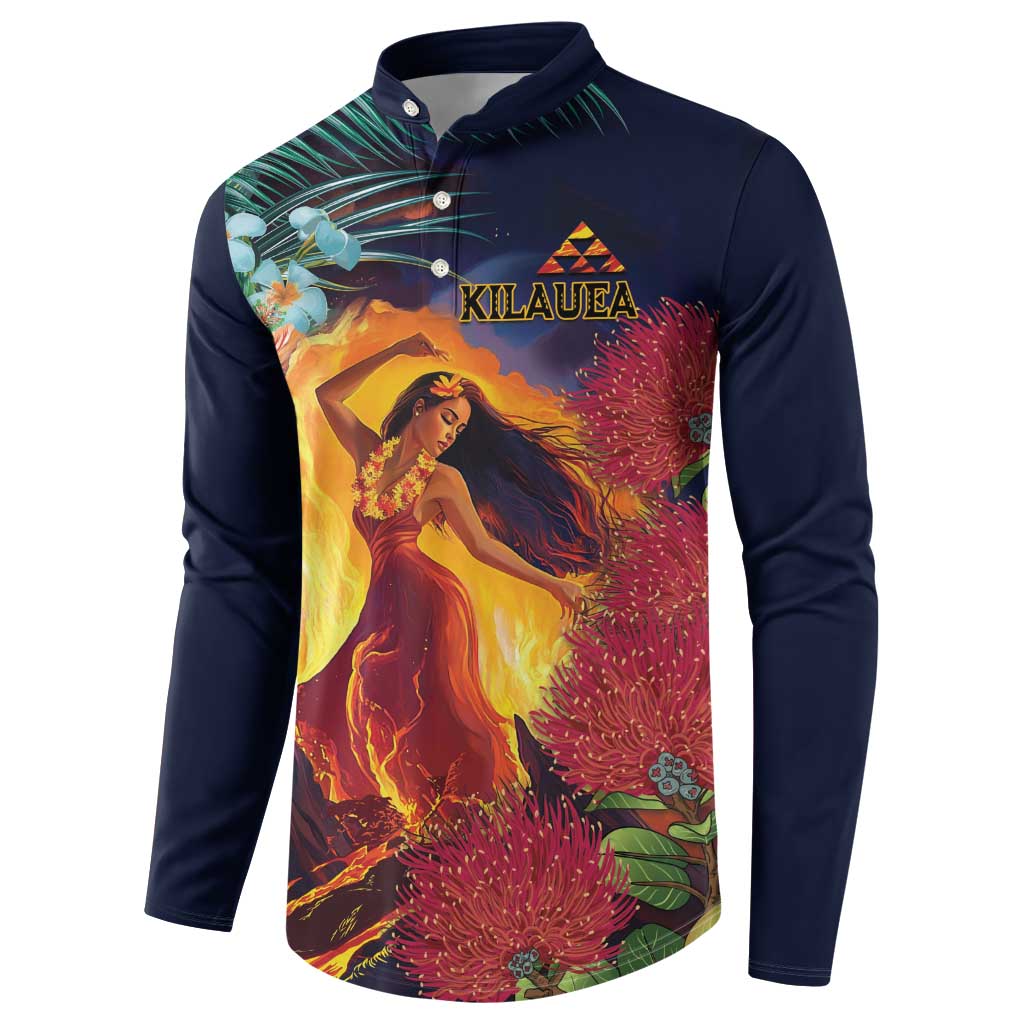 Hawaii Kilauea Big Islands Button Sweatshirt Pele Goddess With Tropical Flowers LT14 - Polynesian Pride