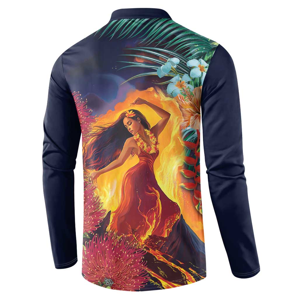Hawaii Kilauea Big Islands Button Sweatshirt Pele Goddess With Tropical Flowers LT14 - Polynesian Pride
