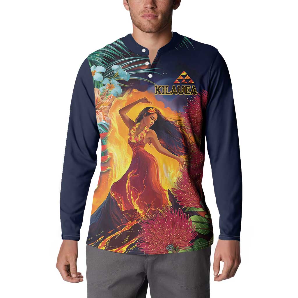 Hawaii Kilauea Big Islands Button Sweatshirt Pele Goddess With Tropical Flowers LT14 - Polynesian Pride
