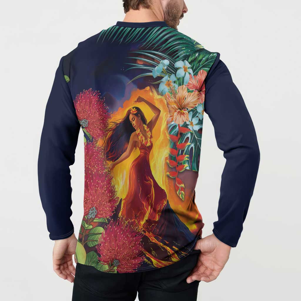 Hawaii Kilauea Big Islands Button Sweatshirt Pele Goddess With Tropical Flowers LT14 - Polynesian Pride