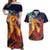 Hawaii Kilauea Big Islands Couples Matching Off Shoulder Maxi Dress and Hawaiian Shirt Pele Goddess With Tropical Flowers