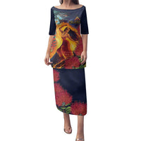 Hawaii Kilauea Big Islands Family Matching Puletasi and Hawaiian Shirt Pele Goddess With Tropical Flowers