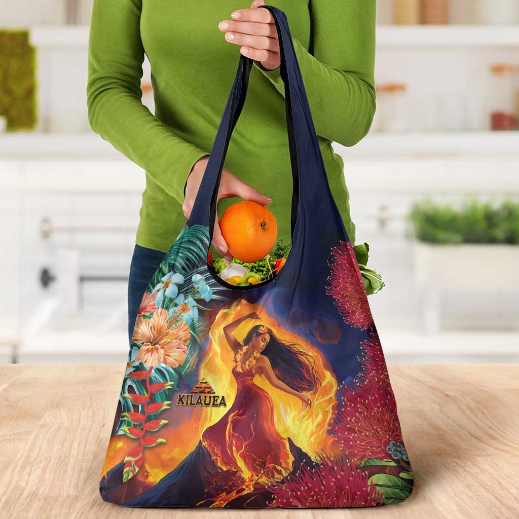 Hawaii Kilauea Big Islands Grocery Bag Pele Goddess With Tropical Flowers LT14 - Polynesian Pride