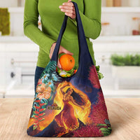 Hawaii Kilauea Big Islands Grocery Bag Pele Goddess With Tropical Flowers LT14 - Polynesian Pride
