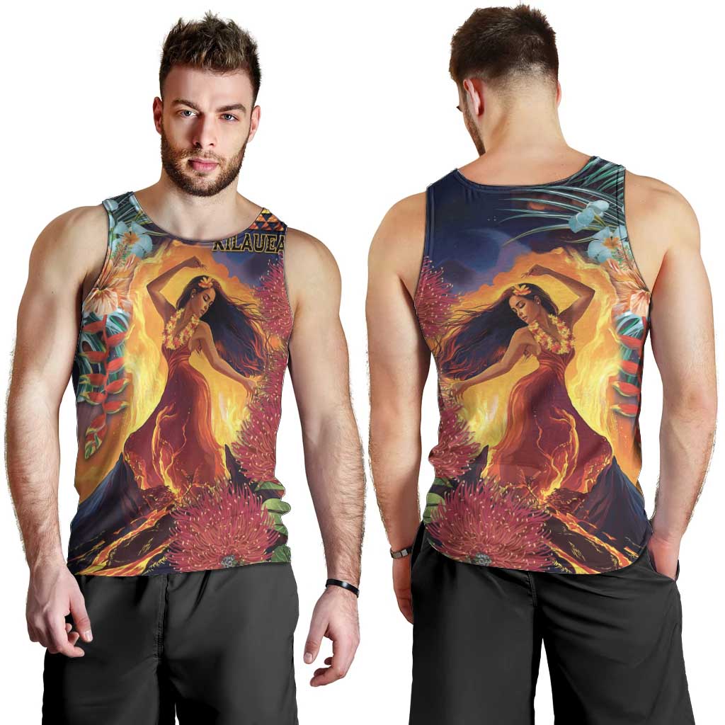 Hawaii Kilauea Big Islands Men Tank Top Pele Goddess With Tropical Flowers LT14 - Polynesian Pride